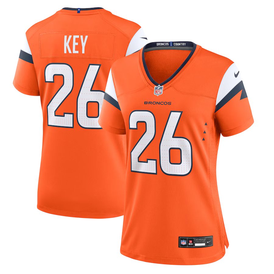 women's Denver Broncos 26 Devon Key Jersey Orange 2024 F.U.S.E. Limited Football Team Game