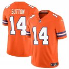 men's & kids Denver Broncos 14 Courtland Sutton Jersey Orange Mile High Collection 1977 Throwback
