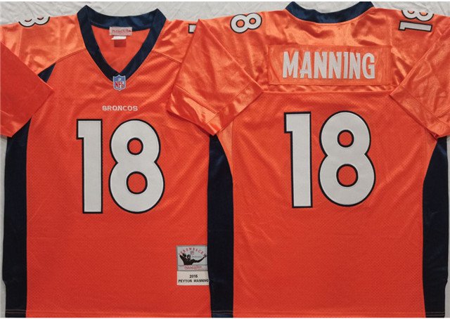 men's & youth Denver Broncos 18 Peyton Manning Jersey Throwback Orange M&N Football Retired Player
