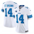 men's & kids Detroit Lions 14 Amon-Ra St. Brown Jersey White 2024 F.U.S.E. C Patch Limited Football