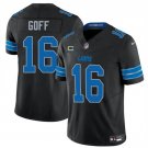 men's & kids Detroit Lions 16 Jared Goff Jersey Black 2024 F.U.S.E. C Patch Limited Football Game