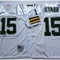 men's & youth Green Bay Packers 15 Bart Starr Jersey White Throwback M&N Football Retired Player