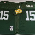 men's & youth Green Bay Packers 15 Bart Starr Jersey Green Throwback M&N Football Retired Player
