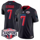 men's & kids Houston Texans 7 C.J. Stroud Jersey Navy F.U.S.E. 2024 Champions Patch Limited Football