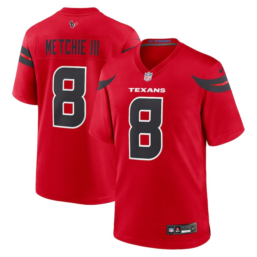 men's & kids Houston Texans 8 John Metchie III Jersey Red F.U.S.E. Limited Football Player Team Game