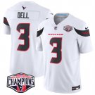men's & kids Houston Texans 3 Tank Dell Jersey White F.U.S.E. 2024 Champions Patch Football Game