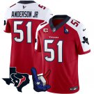 men's & youth Houston Texans 51 Will Anderson Jr. Jersey Red C and Hand Sign Throwing Up The H Patch