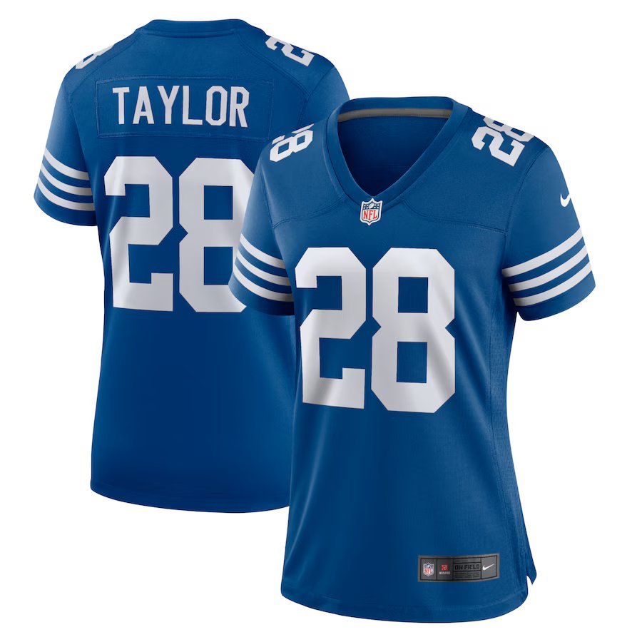 women's Indianapolis Colts 28 Jonathan Taylor Jersey Royal Alternate F.U.S.E. Limited Football Game