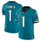 men's & kids Jacksonville Jaguars 1 Travis Etienne Jr. Jersey Teal Prowler Throwback FUSE Football