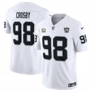 men's & kids Las Vegas Raiders 98 Maxx Crosby Jersey White F.U.S.E. with C and 65th Patch Football