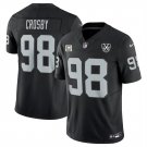 men's & kids Las Vegas Raiders 98 Maxx Crosby Jersey Black F.U.S.E. with C and 65th Patch Football