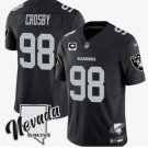 men's & youth Las Vegas Raiders 98 Maxx Crosby Jersey Black F.U.S.E. Nevada and C Patch Football