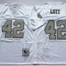 men's & youth Las Vegas Raiders 42 Ronnie Lott Jersey Throwback White/Silver M&N Football Retired