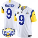 men's & kids Los Angeles Rams 9 Matthew Stafford Jersey White 2024 Champions with C Patch F.U.S.E.
