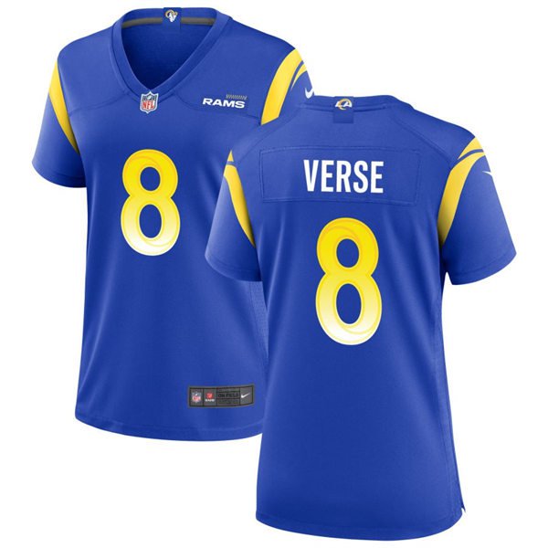 women's Los Angeles Rams 8 Jared Verse Jersey Royal F.U.S.E. Limited Football Player Team Game