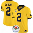 men's & youth Michigan Wolverines 2 Blake Corum Jersey Gold FUSE Rose Bowl Patch College Football