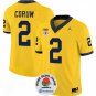 men's & youth Michigan Wolverines 2 Blake Corum Jersey Gold FUSE Rose Bowl Patch College Football