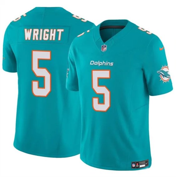men's & kids Miami Dolphins 5 Jaylen Wright Jersey Aqua F.U.S.E. Limited Football Player Team Game