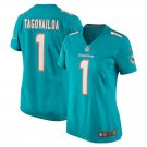 women's Miami Dolphins 1 Tua Tagovailoa Jersey Aqua Limited Football Player Team Game