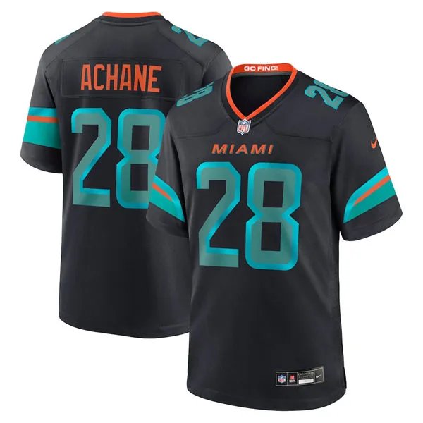 men's & kids Miami Dolphins 28 De&acirc;��Von Achane Jersey Black FUSE 2025 Rivalries Collection Football