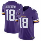 men's & kids Minnesota Vikings 18 Justin Jefferson Jersey Purple C Patch FUSE Limited Football Game
