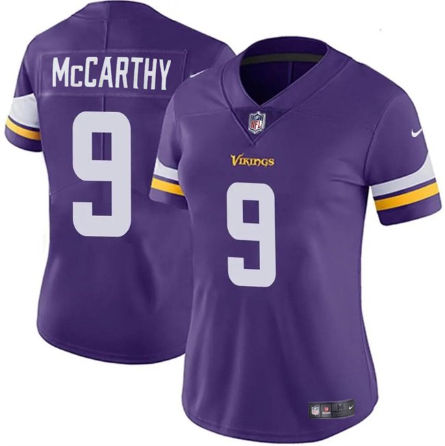 women's Minnesota Vikings 9 J.J. McCarthy Jersey Purple F.U.S.E. Limited Football Player Team Game