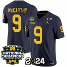 men's & youth Michigan Wolverines 9 J.J. McCarthy Jersey Navy 2024 Patch with 2023 Champions