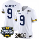 men's & youth Michigan Wolverines 9 J.J. McCarthy Jersey White 2024 Patch with 2023 Champions