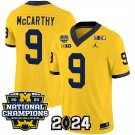 men's & youth Michigan Wolverines 9 J.J. McCarthy Jersey Gold 2024 Patch with 2023 Champions