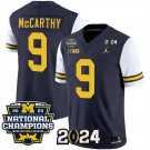men's & youth Michigan Wolverines 9 J.J. McCarthy Jersey Navy White 2024 Patch with 2023 Champions
