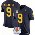 men's & youth Michigan Wolverines 9 J.J. McCarthy Jersey Navy Rose Bowl Patch Limited Football Game