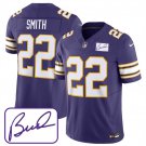 men's & kids Minnesota Vikings 22 Harrison Smith Jersey Purple Bud Grant Patch FUSE Football Game