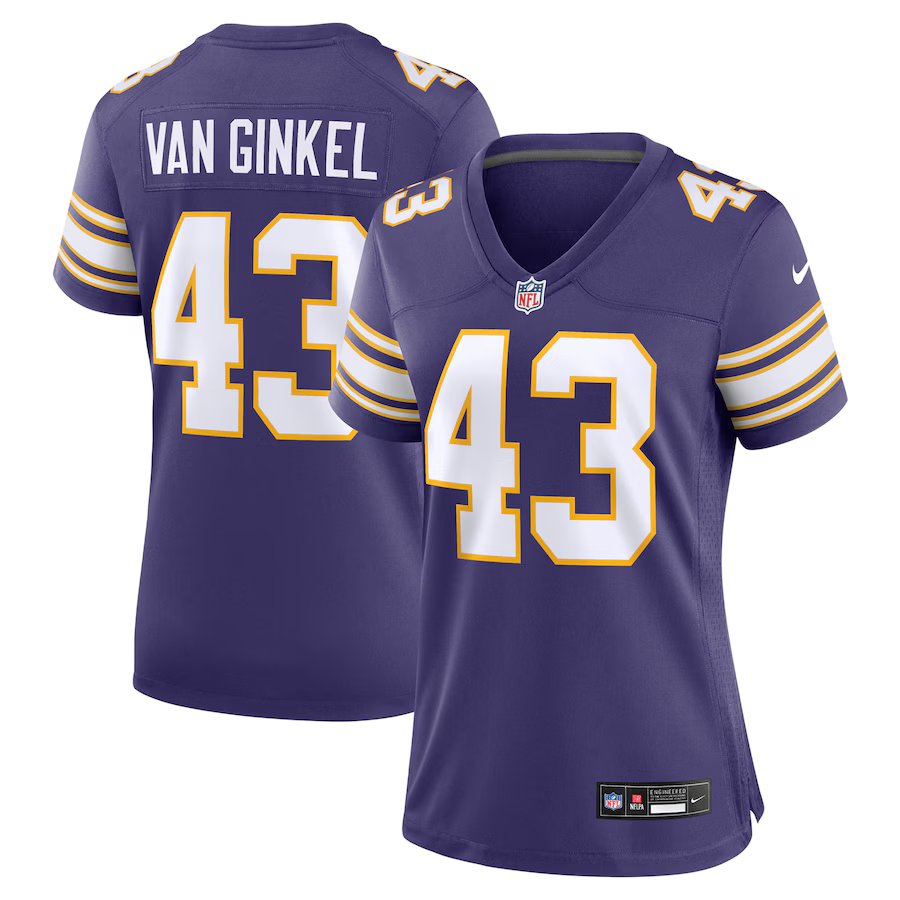 women's Minnesota Vikings 43 Andrew Van Ginkel Jersey Purple Classic FUSE Limited Football Game