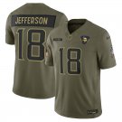 men's & youth Minnesota Vikings 18 Justin Jefferson Jersey 2025 Olive Salute To Service Football