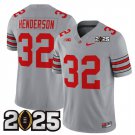 men's & youth Ohio State Buckeyes 32 TreVeyon Henderson Jersey Grey 2025 Patch College Football