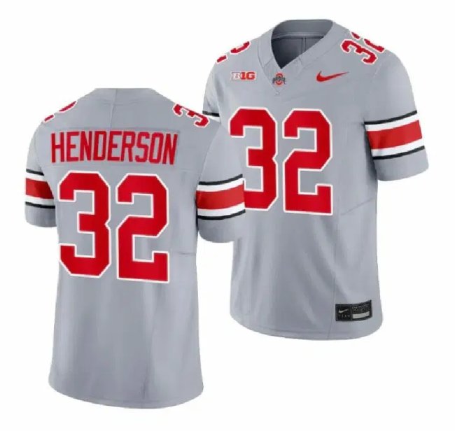men's & youth Ohio State Buckeyes 32 TreVeyon Henderson Jersey Grey F.U.S.E. College Football Game