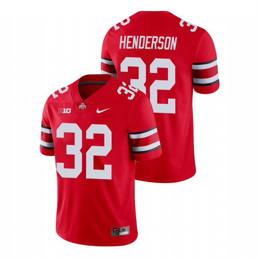 men's & youth Ohio State Buckeyes 32 TreVeyon Henderson Jersey Red F.U.S.E. College Football Game