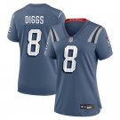women's New England Patriots 8 Stefon Diggs Jersey Storm Blue 2025 Rivalries Collection Football