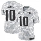 men's & youth New England Patriots 10 Drake Maye Jersey Arctic 2024 Salute To Service Football