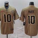 men's & youth New England Patriots 10 Drake Maye Jersey 2022 Olive Salute To Service Football