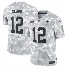 men's & youth New Orleans Saints 12 Chris Olave Jersey Arctic 2024 Salute To Service FUSE Football