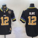 men's & kids New Orleans Saints 12 Chris Olave Jersey Black 2024 FUSE Limited Football Player Game