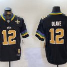 men's & kids New Orleans Saints 12 Chris Olave Jersey Black 2024 FUSE Limited Football Player Game