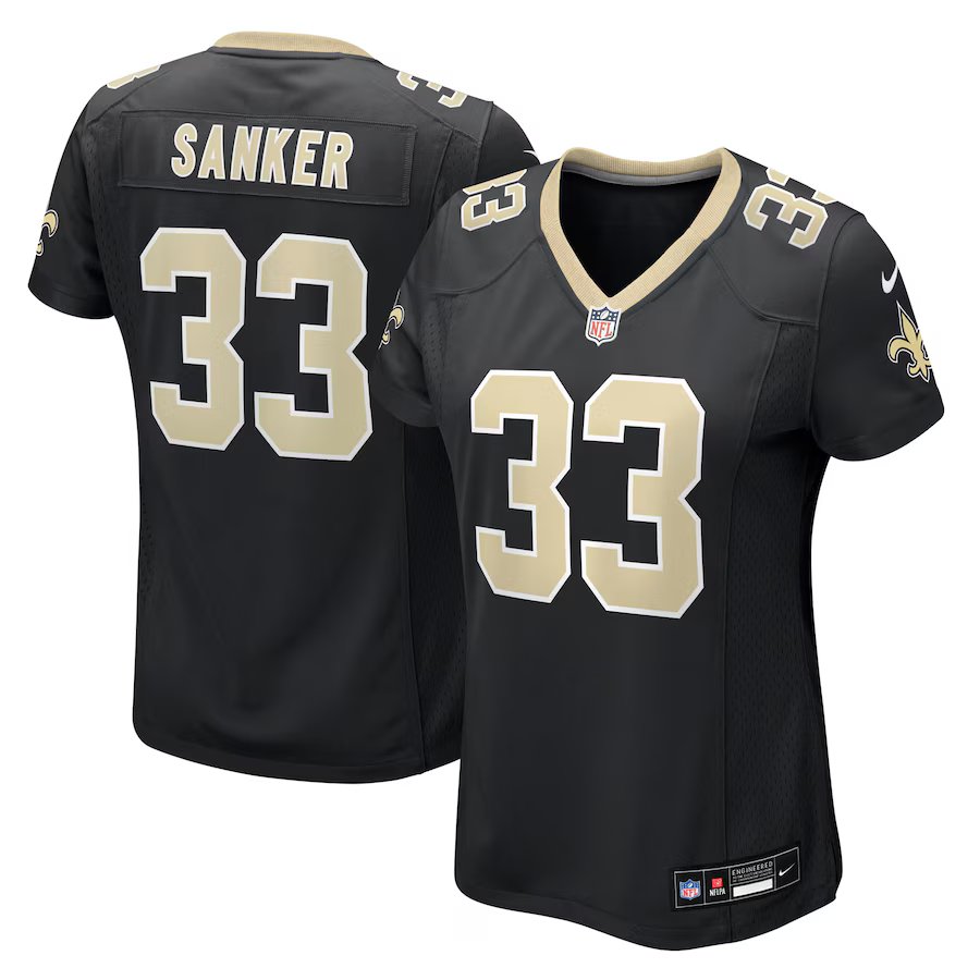 women's New Orleans Saints 33 Jonas Sanker Jersey Black F.U.S.E. Limited Football Player Team Game