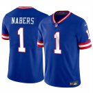 men's & kids New York Giants 1 Malik Nabers Jersey Royal Classic FUSE Limited Football Player Game