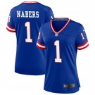 women's New York Giants 1 Malik Nabers Jersey Royal Classic FUSE Limited Football Player Team Game