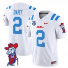 men's & youth Ole Miss Rebels 2 Jaxson Dart Jersey White with Patch College FUSE Football Game