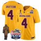 men's & youth Arizona State Sun Devils 4 Cam Skattebo Jersey Gold Pat Tillman & Peach Bowl Patch