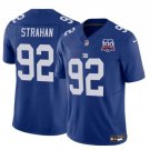 men's & kids New York Giants 92 Michael Strahan Jersey Blue 100th Season Patch FUSE Football Retired