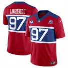 men's & kids New York Giants 97 Dexter Lawrence II Jersey Red C Patch and 100TH Season Patch FUSE